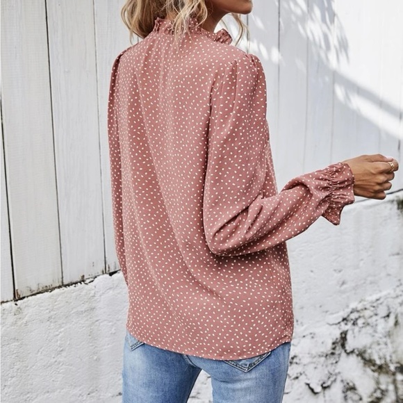 Dusty Rose All Over Dot Tie Dress Shirt - Picture 4 of 5